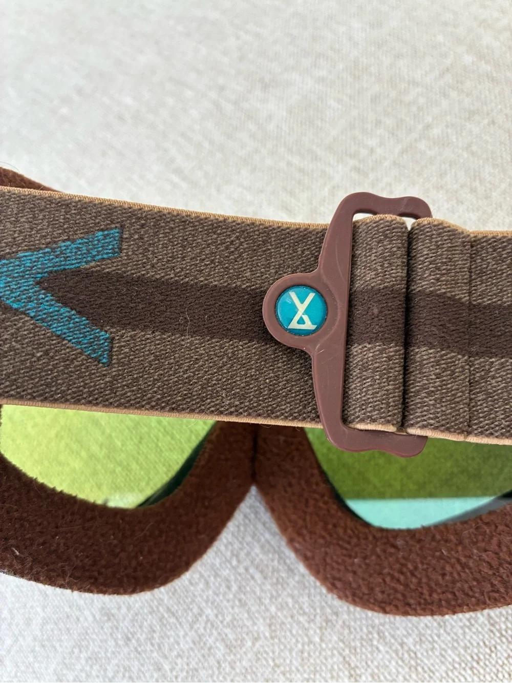 Teal Brown Strap Blue Lens Snow/Ski Goggles